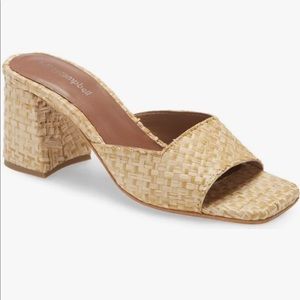 Jeffrey Campbell Crosswoven Block Heel Mule - White tan raffia - Size 8 NWT